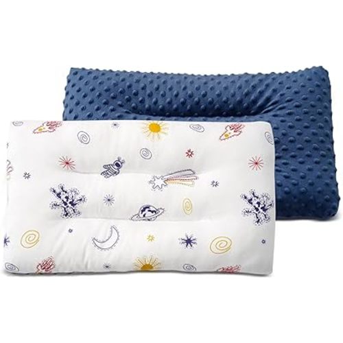 1Pc Toddler Pillow,Breathable and Skin-Friendly,Machine Washable,100% Cotton Cute Kids Pillows for Sleeping,Kids Sleeping Pillow for 2-6 Year Old,19X11inches