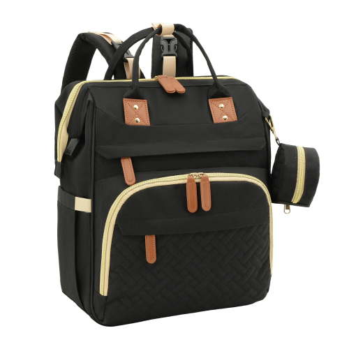 DERSTUEWE Diaper Bag Backpack, Insulated Bottle Pockets, Unisex, Waterproof, Black