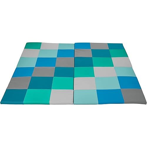ECR4Kids SoftZone Patchwork Activity Folding Play Mat, 58in Square, Baby Essentials, Contemporary