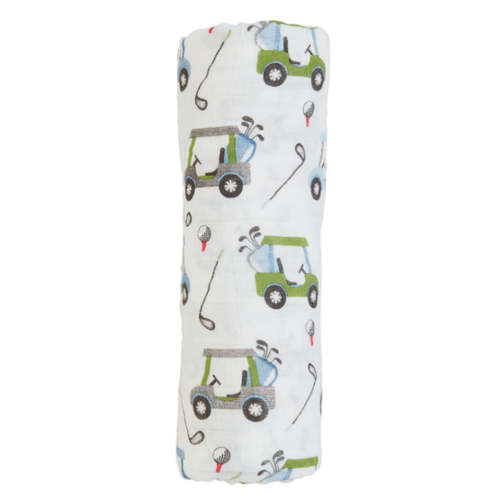 Swaddle Blanket, White Golf