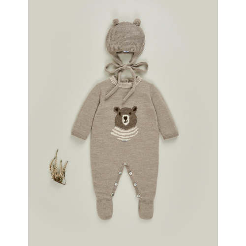 Beautiful Knitted Babygrow with Bear Design