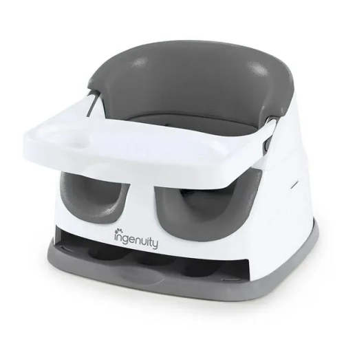 Baby Base 2-in-1 Booster Feeding and Floor Seat with Self-Storing Tray - Slate