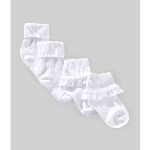 Edgehill Collection Baby Girls 6-24 Months Fold Over Eyelet Socks 2-Pack