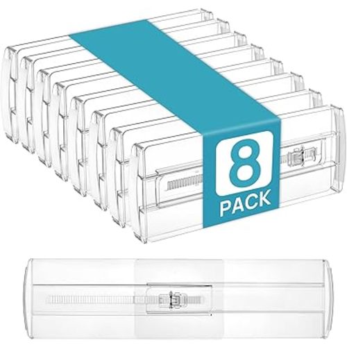 Vtopmart 8 Pack Drawer Dividers for Clothes, 4" High 10.2"-16.6" Adjustable Expandable Dresser Drawer Organizer, Clear Plastic Separators for Dresser, Baby Clothing, Underwear, Cosmetic, Toiletries