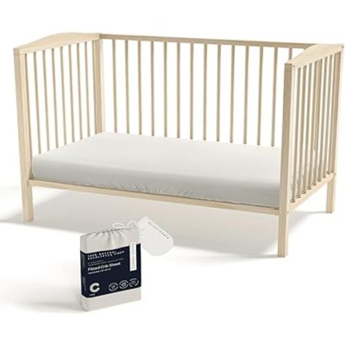 Olive + Crate Crib Sheets Luxury Eucalyptus Tencel, Naturally Pure Ultra Soft and Breathable, Boys and Girls, Baby and Toddler, Deep Pockets, Oatmeal (52 x 28)