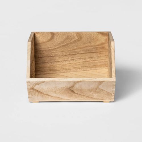Small Stackable Wood Kids' Storage Bin Light Brown - Pillowfort™
