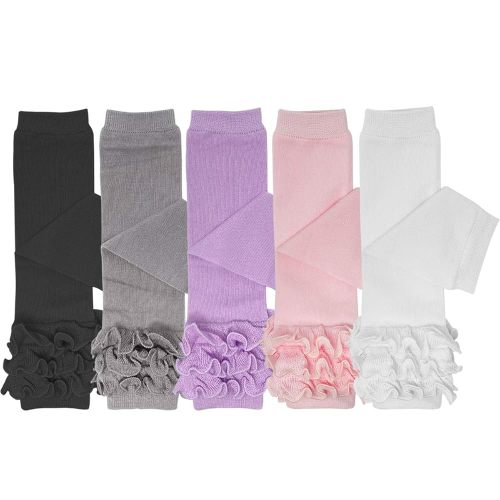 Bowbear 5 Pair Cheerful Ruffles Baby Leg Warmers, Pink, Purple, Black, White, Gray