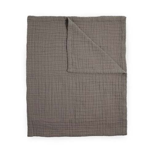 Cotton Muslin Quilted Throw - Mocha