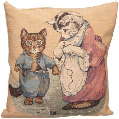 BEATRIX POTTER Tom Kitten Lost His Buttons BELGIAN Jacquard Woven Hand Finished 33cm 13" Tapestry Pillow Cushion Cover, Velvet Reverse, Zip