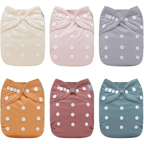ALVABABY Baby Cloth Diaper 6 Pack with 12 Inserts One Size Cloth Diaper Covers Adjustable Washable Reusable for Baby Girls and Boys 6BM109