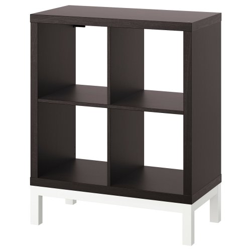 KALLAX Shelving unit with underframe - black-brown/white 30 3/8x37 "