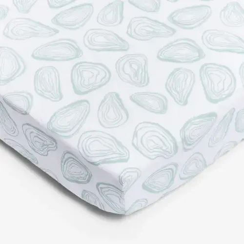 Organic Cotton Crib Sheets by Lewis - Oyster in Agave