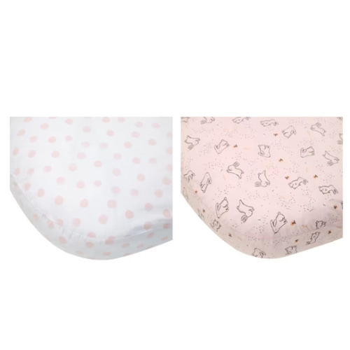 2 Pack 225 Thread Count Organic Cotton Fitted Bassinet Sheets - Bunny Print