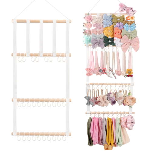 Oaoleer Hanging Closet Organizers Headband Holder Hair Bows Organizer for Girls Baby Headbands Hair Accessories Organizer Storage Wall Hanging Decor for Toddler Girls Room