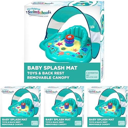 SwimSchool Infant Baby Pool Floats, Free Swimming, Super Buoyant – Ages 6-24 Months – Multiple Colors/Styles – Adjustable Canopies and Seats, Splash & Play Baby Floaties