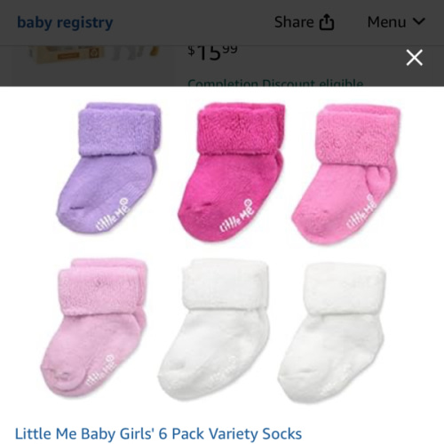 Little Me Baby Girls' 6 Pack Variety Socks