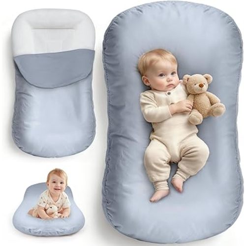 Extra Large Baby Lounger – 37 Inch, Infant Lounger with 3D Breathable Grid Mesh – Safe Envelope Cover (No Zippers) – Soft Baby Lounger for Supervised Floor & Travel Use