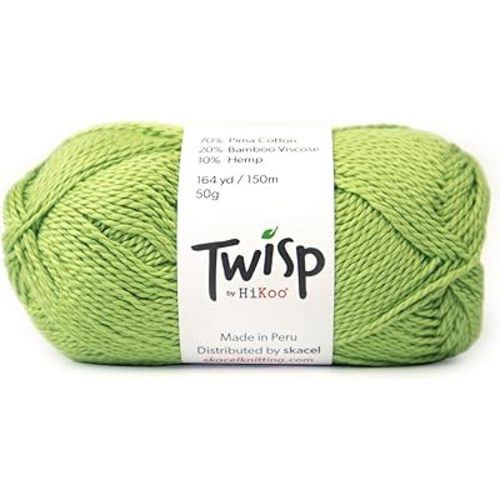 Twisp Yarn, Soft Yarn Skein for Knitting, Crocheting, and Crafts, Pima Cotton, Bamboo Viscose and Hemp, 164 Yards, #6014 - Pear