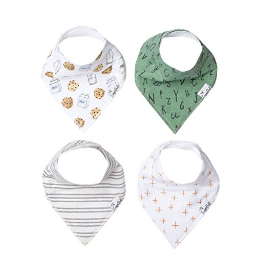 Copper Pearl Baby Bandana Bibs - 4 Pack Soft Cotton Baby Bibs for Drooling and Teething, Absorbent Drool Bibs for Baby Girl and Boy, Adjustable to Fit Newborns to Toddlers, Tons of Styles (Chip)