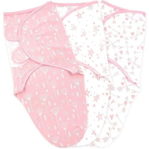 Bublo Baby Swaddles for Newborns Girl - 3 Pack Baby Swaddles 3-6 Months - 3–6-Month swaddles -Baby Swaddle Sleep Sack – Infant Swaddle Sleeping Sack – Baby Swaddle Blanket Wrap (Rose Pink)