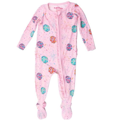 Rufflebutts Softsnooze Baby Girls Ruffle One Piece Footie Pajama - Kaleidoscope Hearts, 3-6m