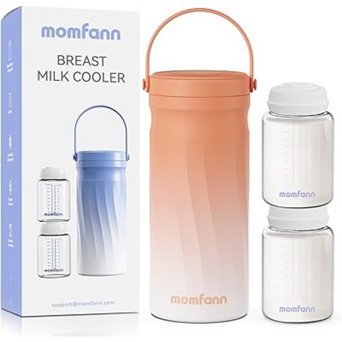 Portable 20oz Stainless Steel Breast Milk Cooler with 360° Surround Cooling – Keeps Breast Milk Cold for 24 Hours, Ideal for Travel & Outdoor Use, Includes 2 x 10oz Bottles