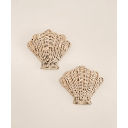 Rattan Wall Shell Set of 2 - Beach Nursery Wall Decor - Boho Nursery Decor - Coastal Nursery Decor - Rattan Shell - Rattan Nursery Decor