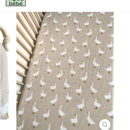 Drap contour pour bassinette en mousseline : Oies adorables