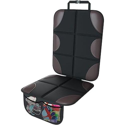 Brown Car Seat Protector - Thickest Padding, Waterproof 600D Fabric, Mesh Pockets, and Non-Slip Backing, XL Size carseat Protectors for Vehicles, SUV, Leather and Fabric Car Seat
