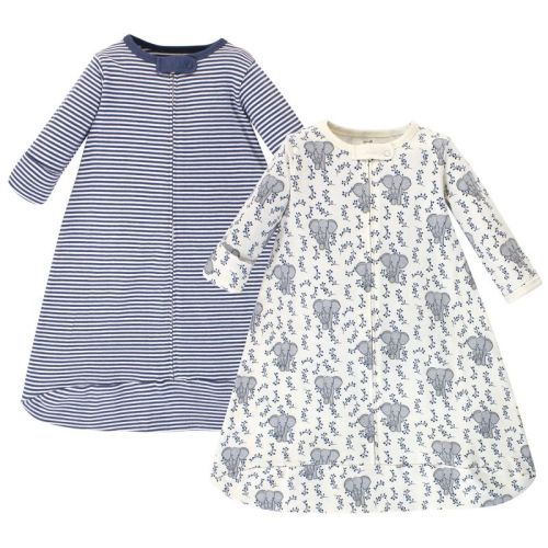 Touched by Nature Baby Organic Cotton Long-Sleeve Wearable Sleeping Bag, Sack, Blanket, Elephant, 3-9 Months