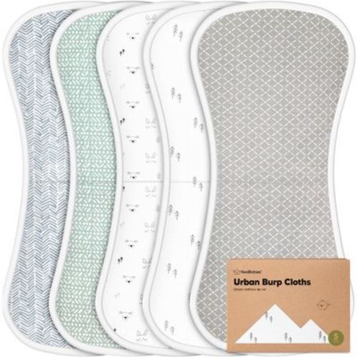 Keababies 5pk Urban Baby Burp Cloths, Organic Burping Cloth For Babies, Burp Rags For Baby Girls, Boys (grayscape)