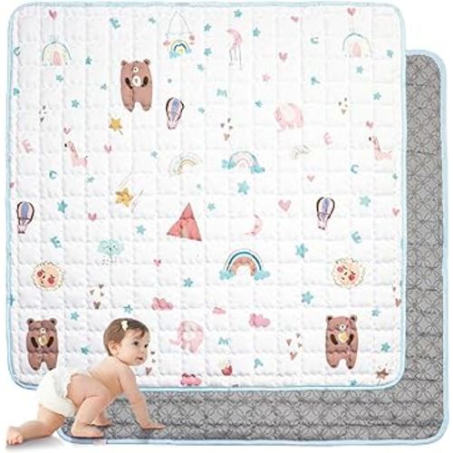 Baby Play Mat - 50"x50" Playpen Mats for Babies and Toddlers Foldable - Thick Non-Slip Baby Floor Mat for Crawling - Foam Soft Cushioned Infants Activity Mat Machine Washable