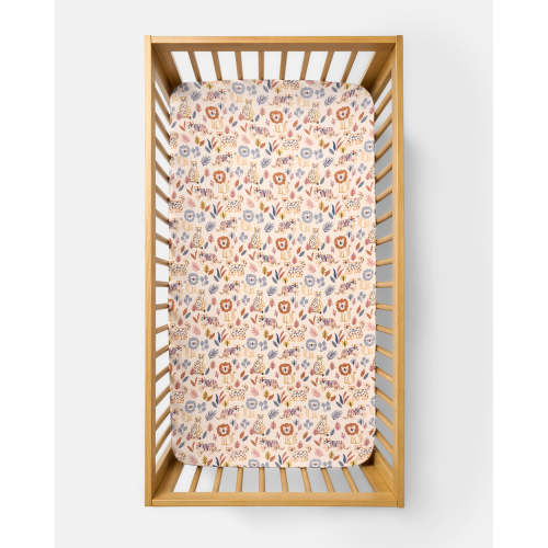 Savanna Friends Fitted Crib Sheet | Little Sleepies