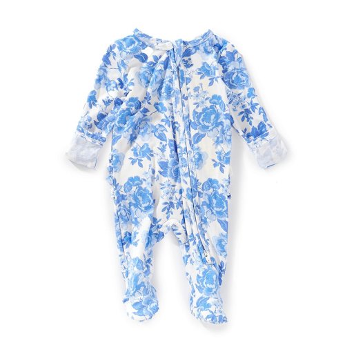 Angel Dear Baby Girls Newborn-9 Months Blue Roses Footie Coverall