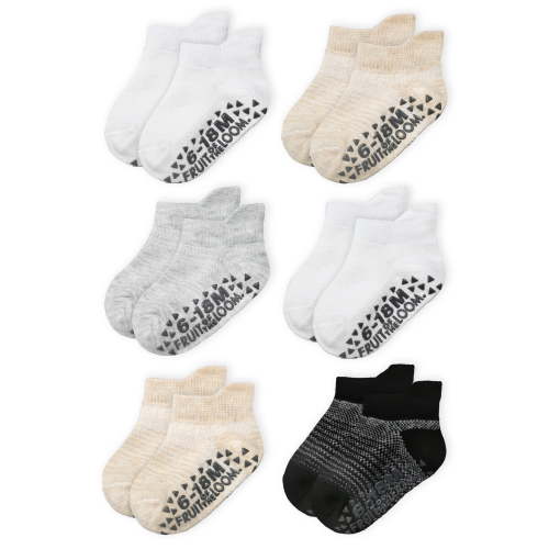 Fruit of the Loom Toddler Low-Cut Socks, 6-Pack, Size 6M-5T