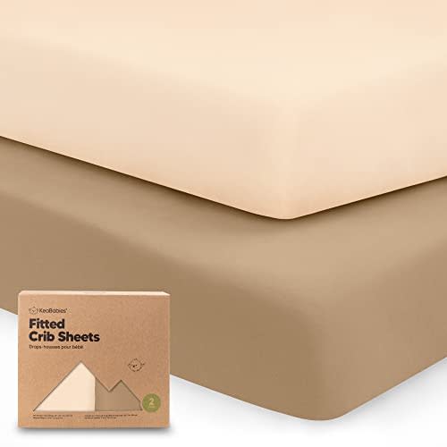 2-Pack Jersey Fitted Baby Crib Sheets - Soft & Breathable Crib Sheets for Boys and Girls - Fits Standard Nursery Crib Mattresses - Neutral Baby Crib Sheet Set (Pecan)