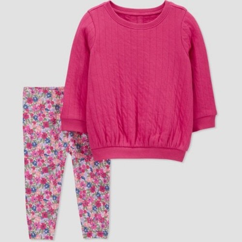 Carter's Just One You® Baby Girls' 2pc Floral Top & Pants Set - Pink, Size: Newborn