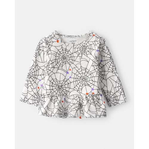 Baby Halloween Spiderwebs Long-Sleeve Tee - White/Black - Carter's | Carter's