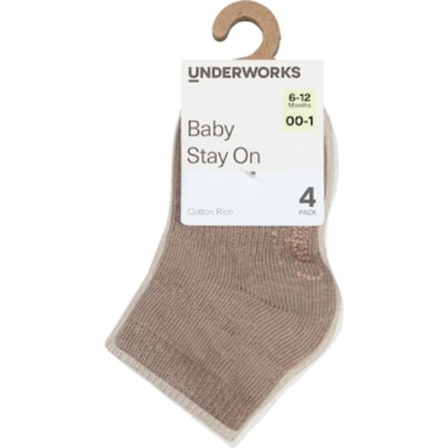 Underworks Plain Mid Crew Infant Socks Assorted 4 pack | Woolworths