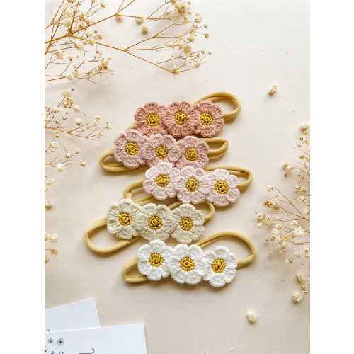 Buttercup Headbands // Crochet Floral Headband, Girl Flower Headband, Floral Embroidered Headband, Newborn Baby Headbands.