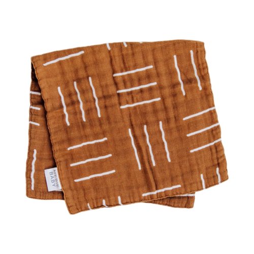 Muslin Burp Cloth, Cinnamon Mudcloth