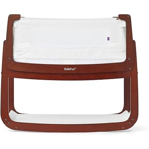 SnuzPod 4 Rocking Baby Bassinet Bedside Sleeper - Lightweight, Portable Bedside Bassinet, Lift Off Crib, Zip Down Wall, 3D Breathable Mattress, 6 Height Settings and Comfort Incline Mode, Espresso
