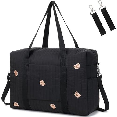 Diaper Bag Tote with Insulated Pockets and Stroller Hooks for Travel