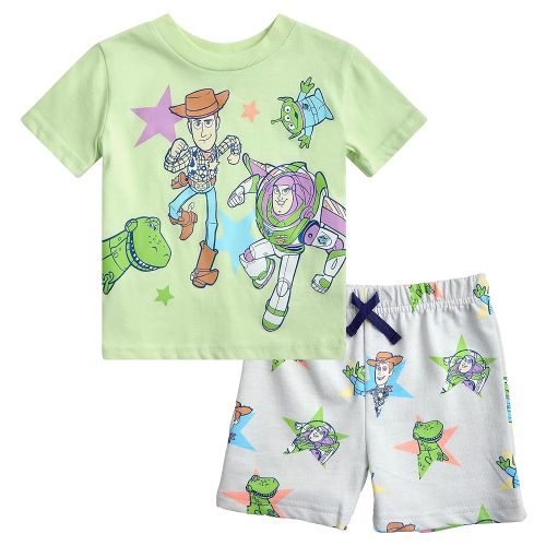 Disney Baby Boys Short Sets - 2 Piece Mickey Mouse Lightning McQueen Toy Story Short Sleeve T-Shirt and Shorts (12M-24M)