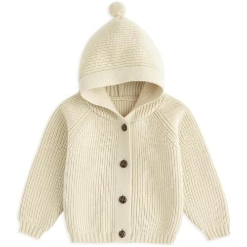 Curipeer Baby Girls Knit Hooded Cardigan Sweater