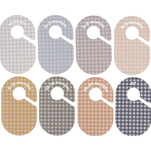 3 Sprouts Baby Closet Dividers Set of 8 - Clothes Organizer Toddler Hanger, Double-Sided Size Labels - Nursery Organization for Newborn Clothing, Infant to 2T Boy & Girl - Gingham