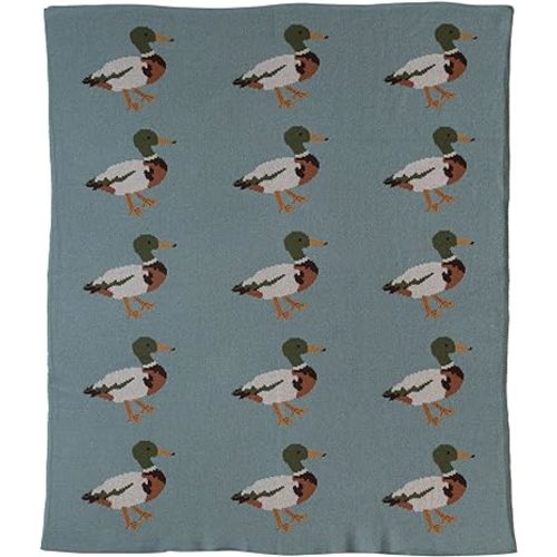 Creative Co-Op Cotton Knit Duck Print, Multicolor Baby Blanket, Multi