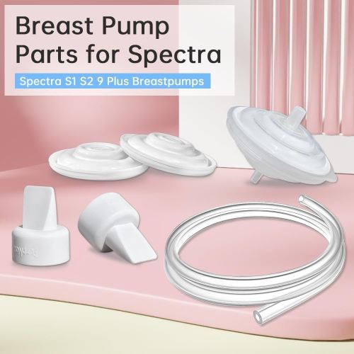 PumpMom Pump Parts Compatible with Spectra and Motif, Replacement Duckbill Valves, Tubes and Silicone Membrane for Spectra S2 Spectra S1 9 Plus and SG Breastpumps