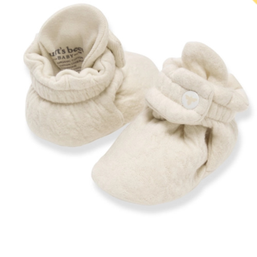 Organic Cotton Quilted Bee Baby Booties Oat
