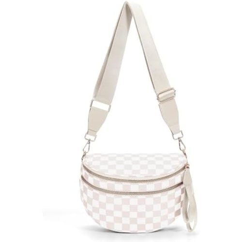 Checkered Crossbody Bum Bags for Women Nylon Checkered Purse Checkerboard Fanny Pack